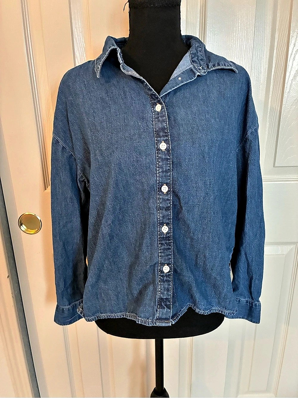 Levi's Odessa Cotton/Hemp Blend Long Sleeve Lightweight Shirt Blue Medium